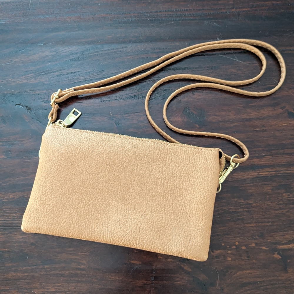 Tan Vegan Leather Crossbody Bag